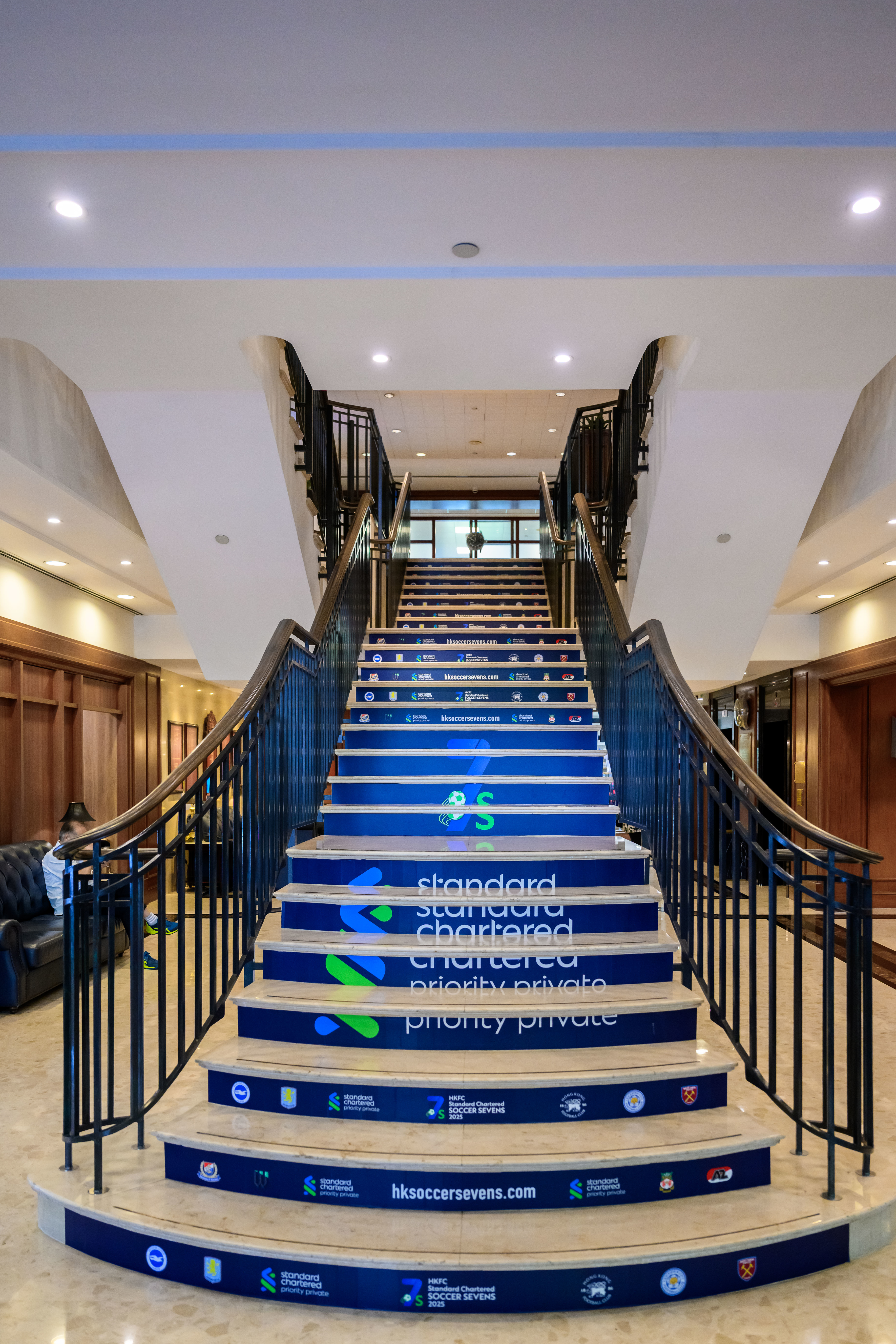 HKFC Soccer Sevens staircase branding