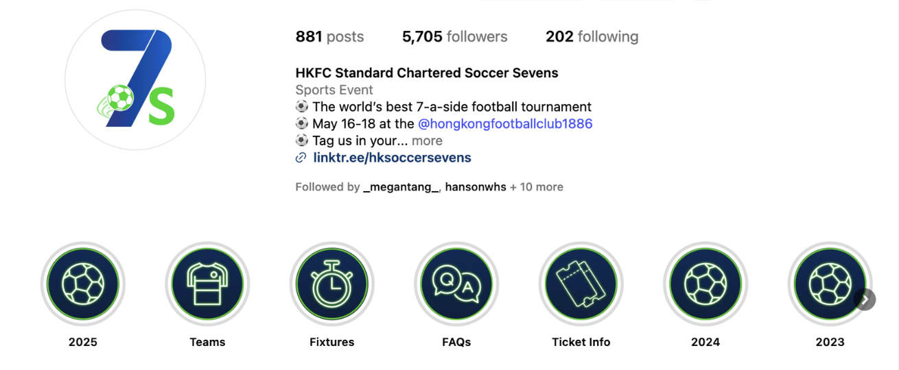 HKFC Soccer Sevens Instagram handle